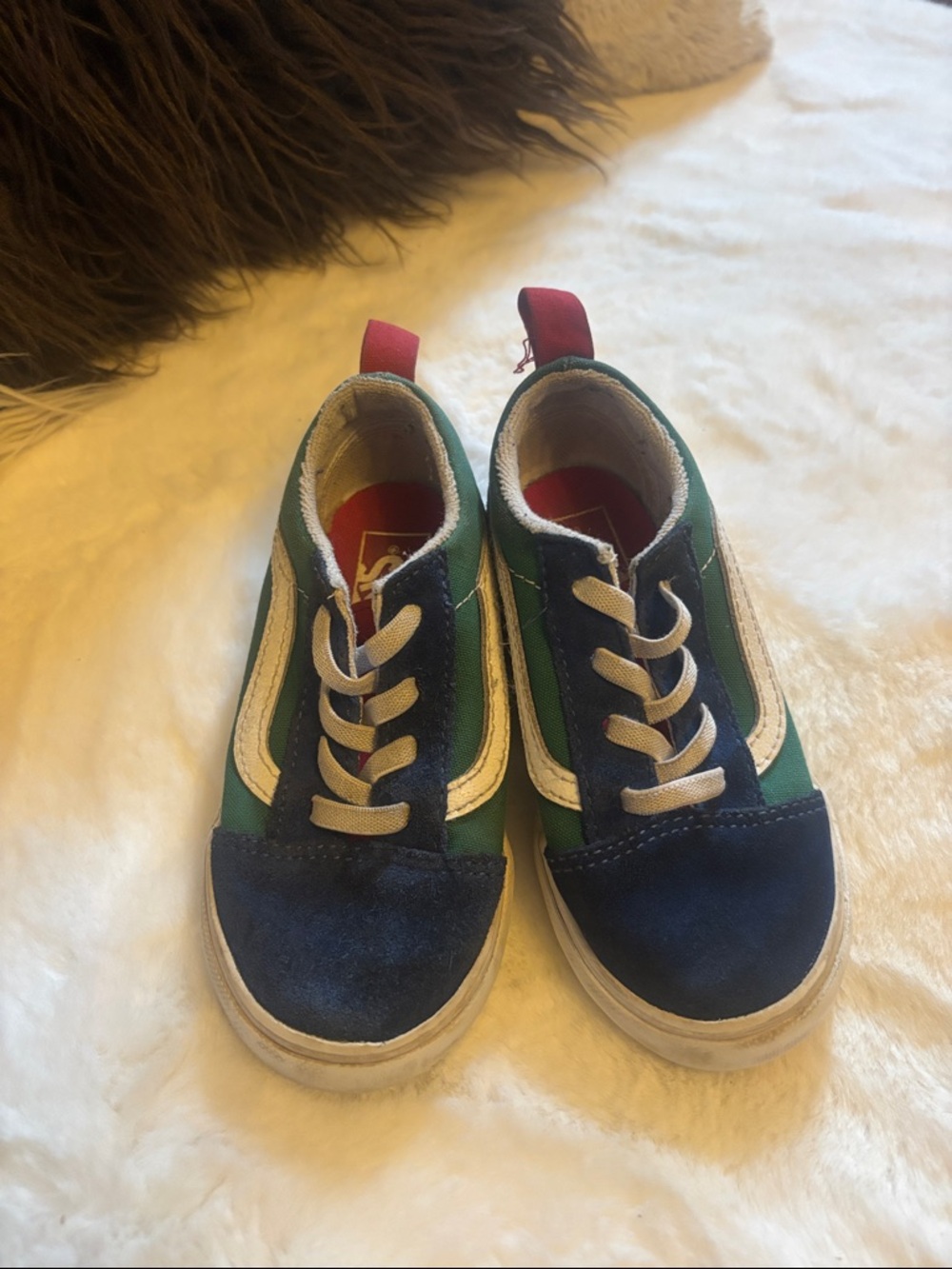 Vans Kids Navy, Green, Mustard & White Low-Top Sneakers